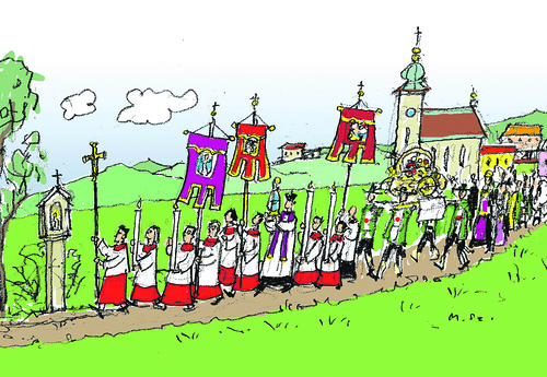 Zeichnung Prozession